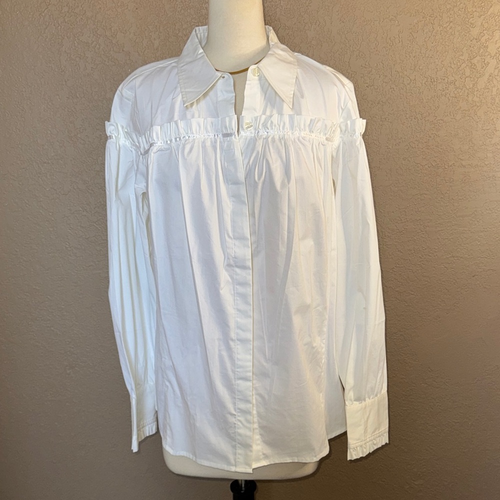 Victor Costa Ruffle Collared Button Front Sleeve … - image 1